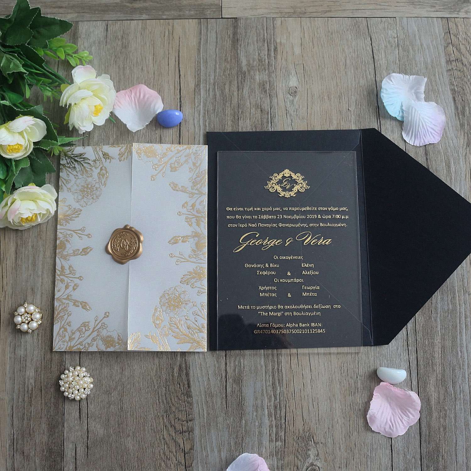 Acrylic Marriage Invitation Card Elegant Invitation Foiling Printing